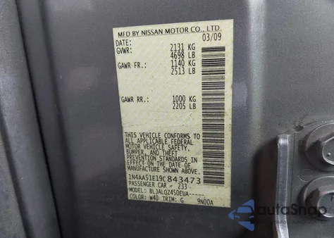 2009 Nissan Maxima 3.5 S from USA, damaged, VIN 1N4AA51E19C843473